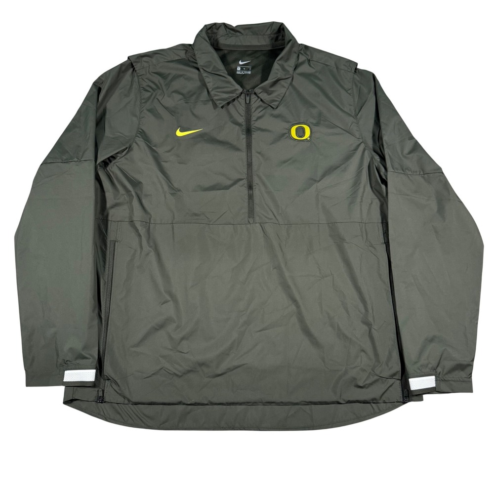 Nike Oregon Ducks Windbreaker Mens XL Olive Green 1/4 Zip Pullover Jacket NCAA - Picture 1 of 11